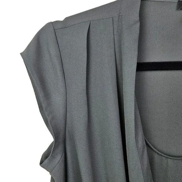 Halogen Blouse Top Size Small Gray Cap Sleeve Layered Look Scoop Neck Faux Wrap - Picture 10 of 12